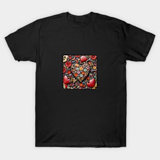 floral design with heart T-Shirt